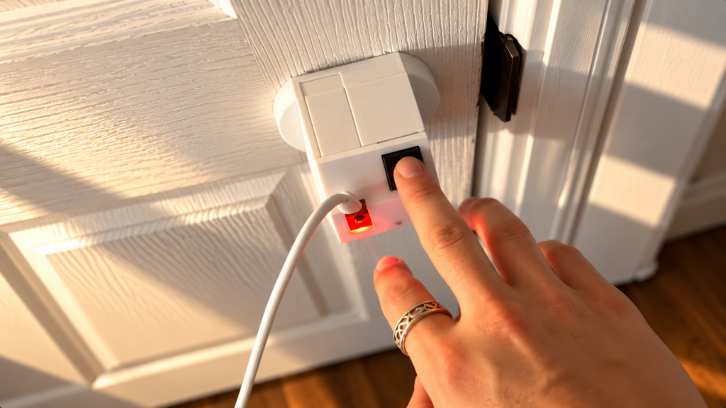 a still frame of the lock in action showing a fingerprint scan triggering the servo to rotate the latch.